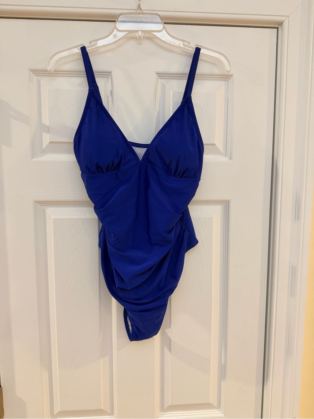 Ladies Size XS Blue One-Piece Swimsuit with Ruched Front GUC